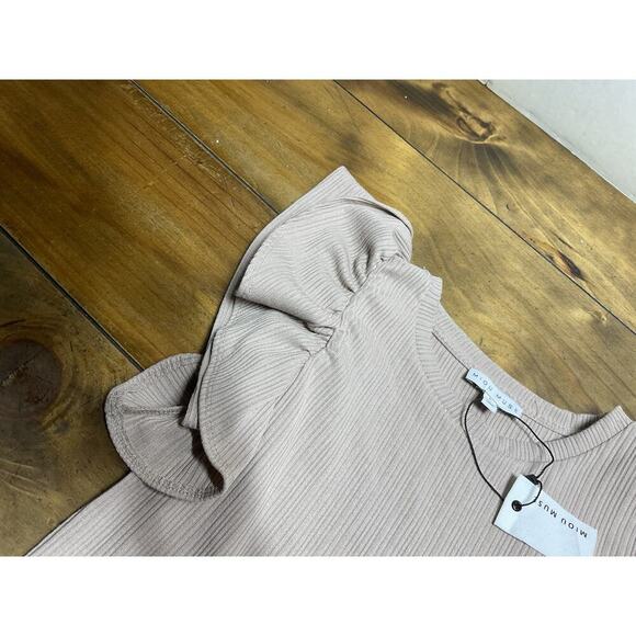 Miou Muse Ruffle Tank Top Beige Size Large NWT - Picture 3 of 11
